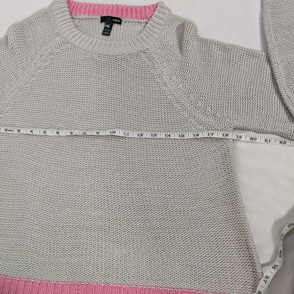 Aqua Pullover Sweater Pink Grey Color Block - Picture 6 of 7